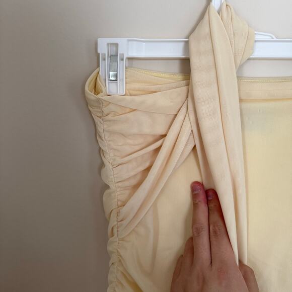 Pepper Mayo Yellow Songbird Maxi Dress Ruched Detail Summer Preppy Formal Trendy - Picture 8 of 13